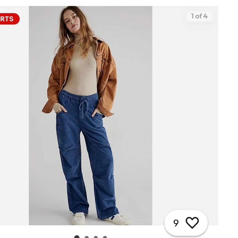Free People We‎ The Free Modern Love Corduroy Pants Blue Large